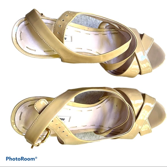 Miu Miu patent leather platform heels tan 39 - Picture 4 of 15